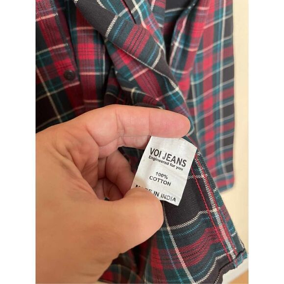 Voi Jeans Flannel Long Sleeve Plaid Multi-color Shirt Size XL Snaps - Picture 3 of 7